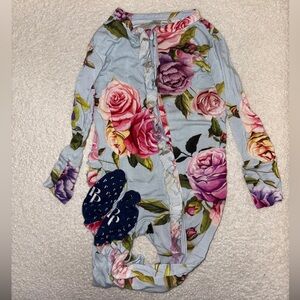 Posh Peanut Country Rose long-sleeve ruffled zippered footie one-piece